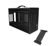 UPSIREN MD-1 Mini Portable ITX Computer Case, MINI-Tower CASE, Full Side Transparent DIY Desktop Case with Handle, Support 380MM GPU Size with PCIE 4.0 Cable (Black with Pcie 4.0)