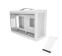 UPSIREN MD-1 Mini Portable ITX Computer Case, MINI-Tower CASE, Full Side Transparent DIY Desktop Case with Handle, Support 380MM GPU Size with PCIE 4.0 Cable (White with Pcie 4.0)