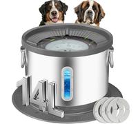 UPSKY 14L No Spill Dog Water Bowl, Stainless Steel Spill Proof Dog Bowl with View Window, Dual-Suction Anti-Slip Large Capacity Slow Drinking Bowl with Floating Disk for Large Dogs & Messy Drinkers