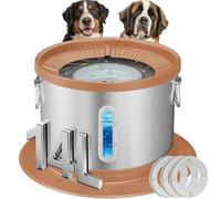 UPSKY 14L No Spill Dog Water Bowl, Stainless Steel Spill Proof Dog Bowl with View Window, Dual-Suction Anti-Slip Large Capacity Slow Drinking Bowl with Floating Disk for Large Dogs & Messy Drinkers