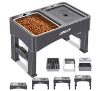 UPSKY 3-in-1 Elevated Dog Bowls Slow Feeder, Adjustable Stand, No Spill Water Dispenser, Stainless Steel Food & Water Bowl for Small Medium Dogs