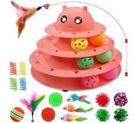 UPSKY Cat Toy Roller 3-Level Turntable Cat Toy Balls with Six Colorful Balls Interactive Kitten Fun Mental Physical Exercise Puzzle Toys