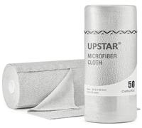 UPSTAR Microfiber Cleaning Cloth, Reusable Paper Towels Rolls, Cleaning Rags for Cleaning Kitchen, Bathroom, Car, 12x12 inch, 50 Packs/Roll, Grey