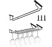 Upstore 1 Pack Wine Glass Rack Metal Hanging Wine Glass Holder Under Shelf Wine Glass Storage Hanger Stainless Steel Hanging Wine Cup Display Stand for Bar and Kitchen Cabinet