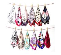 Upstore 10Pcs Women Silk Square Scarves Multipurpose Fashion Printed Small Satin Scarf Handkerchiefs Neckerchief Shawl Head Scarf Headcloth 50 x 50 cm (Color Random)