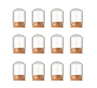 Upstore 12 Pcs 10ml Glass Cloche Bell Jar with Cork Base Mini Display Dome for Wedding Centerpiece Flower Preservation Home Christmas Decorations 1.18 x 1.57 inch