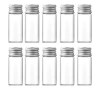 Upstore 12Pcs 10ml Clear Glass Bottles Jars With Screw Aluminum Cap Empty Glass Tiny Jars Small Containers Message Sample Bottle for Essential Oil Powders Art Craft Decor Wedding Favors