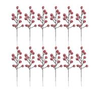 UPSTORE 12Pcs Artificial Holly Berry Stems 7.8 Inch Christmas Berry Spray Picks with Snow Red Berries for Christmas Tree Decorations Valentine DIY Crafts Wedding Party Winter Home Decor