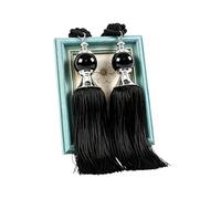 Upstore 1Pair Curtain Tassel Tiebacks Crystal Beaded Fringe Ropes Holdbacks for Drapery Window Door Decorations (Black)