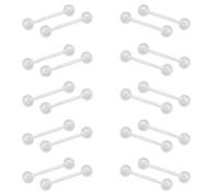 UPSTORE 20 PCS 14G Clear Acrylic Bioflex Piercing Retainer Bars Nipple Tongue Rings Barbell Body Jewelry Set Invisible Piercings for Work Sports