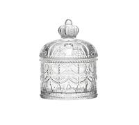 Upstore 200ml 6.7oz Clear Glass Jar with Lid Vintage Embossed Crystal Glass Candy Dish Decorative Food Storage Jar for Wedding Party Buffet Home Organization