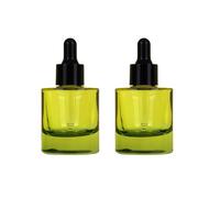 UPSTORE 2PCS 30ml 1Ounce Glass Dropper Bottles Amber Essential Oil Bottles with Droppers for Perfume Samples Essence DIY Skincare Liquid Containers (Green)