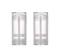 Upstore 2Pcs 75ml/2.5oz Empty Clear Plastic Deodorant Containers Refillable Round Deodorant Bottles Twist Up Bottom Filling Lip Balm Tubes for DIY Crayon Chapstick