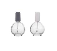 Upstore 2Pcs 75ml/2.5oz Large Capacity Empty Nail Polish Bottles with Brush Spherical Clear Refillable Glass Nail Polish Bottles Containers for DIY Nail Art