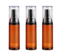 Upstore 3Pcs 30ml 1oz Empty Brown Frosted Plastic Airless Pump Bottles Travel Friendly Vacuum Press Dispensers with Black Pump Top for Lotion Essence Foundation Cosmetic Storage