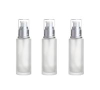 Upstore 3Pcs 30ml 1oz Frosted Glass Bottles with Pump Refillable Travel Containers for Lotion Essential Oil Foundation Cosmetic Toiletries Leakproof Dispenser Vials