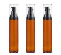 Upstore 3Pcs 50ml 1.7oz Empty Brown Frosted Plastic Airless Pump Bottles Travel Friendly Vacuum Press Dispensers with Black Pump Top for Lotion Essence Foundation Cosmetic Storage