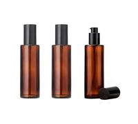 Upstore 3Pcs 60ml/2oz Empty Amber Glass Lotion Pump Bottles Soap Dispensers Bottle Jar Cosmetics Containers with Black Pump for Essential Oil Foundation Cream Shampoo