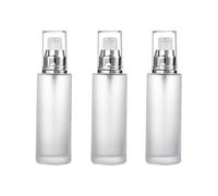 Upstore 3Pcs 60ml 2oz Empty Frosted Glass Lotion Pump Bottle Cream Lotion Dispenser Refillable Travel Makeup Cosmetic Toiletries Container Bottles Vials for Essential Oil Emulsion Foundation