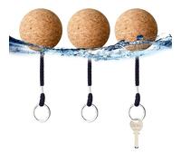 Upstore 3Pcs Floating Cork Ball Keyrings 53mm Wooden Float Key Ring Boat Float Key Chain Water Sport Accessories for Kayaking Sailing Boat Surfing Swimming Diving Fishing