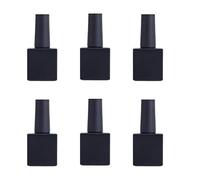 Upstore 6 Pcs 10ml Empty Nail Polish Bottles with Brush Square Glass Refillable Gel Nail Polish Storage Bottles Containers for DIY Nail Art (Matte Black)