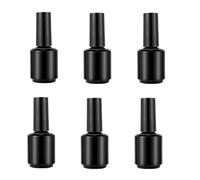 Upstore 6 Pcs 15ml Empty Nail Polish Bottles with Brush Round Refillable Glass Nail Polish Storage Bottles Containers for DIY Nail Art (Glossy Black)