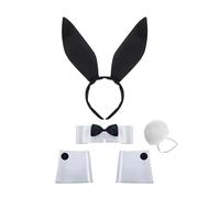 Upstore Bunny Costume Set for Women Rabbit Ears Headband with Collar Bow Tie Cuffs and Tail Halloween Party Cosplay Accessories Kit