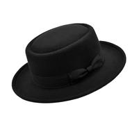Upstore Pork Pie Hat for Men Women Felt Boater Porkpie Hat Flat Top Fedora Hat Derby Hat Black