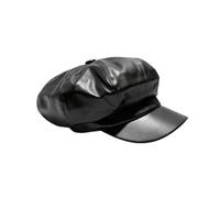 UPSTORE Women's PU Leather Newsboy Cap for Spring Autumn (Black) | Vintage French Beret Cabbie Hat, Retro Classic Baker Boy Hat, for Outdoor Activities Daily Casual Fashion Wear