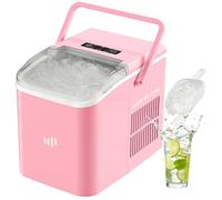 Upstreman Ice Maker Machine, 9 Bullet Cubes in 6-8 Min,12kg/24h,2 Bullet Ice Sizes,1.5L,Ice Cube Maker with Self-Cleaning,Ice Machie for Home,RV,Office,Pink,BI12