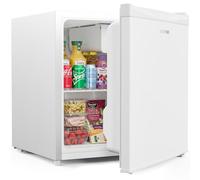 Upstreman Mini Fridge 46L, Table Top Fridge, Adjustable Thermostat, Energy Saving, Low Noise, Single Door Compact Refrigerator for Dorm, Compact Wine&Beers Cooling, White