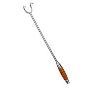 UPTALY 1 pcs 20 inch Pigtail Food Flipper, with Double Hooks, Thickened SUS430 Stainless Steel, Extra Long Meat Turner, with Rose Wood Handle, Heavy Duty BBQ Meat Hooks, Large Sized Turkey Fryer Hook