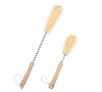 UPTALY 1 pcs 47cm/19'' Extra Long Bottle Brush, 1 pcs 30cm/12'' Nylon Brush, Beech Wood Handle, with 9mm Stainless Steel Pole, Bendable Washing Brush, for Tall Bottle, Big Vessels, Water Jag, Cup, Jar