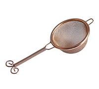 UPTALY 18/10 Stainless Steel Tea Strainer, Filters Tea Drain for Kung Fu Tea Set, Coffee Filter Accessories, Tea Infuser Mesh Strainers, with Double Handles (Copper, Small Filter Basket Long Handle)