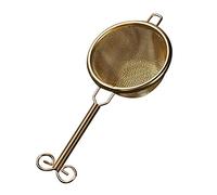UPTALY 18/10 Stainless Steel Tea Strainer, Filters Tea Drain for Kung Fu Tea Set, Coffee Filter Accessories, Tea Infuser Mesh Strainers, with Double Handles (Golden, Small Filter Basket Long Handle)