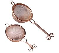 UPTALY 2 pcs Fine Mesh Tea Strainers (Copper), 18/10 Stainless Steel Coffee Sifter, Small Tea Infuser, Reusable Tea Diffuser, Mini Food Strainer Colander, for Hanging On Cups, Teapots