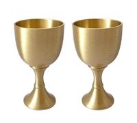 UPTALY 2 pcs Mini Brass Goblets (2.4 inch x 1.4 inch, 20 ml/per), Gold, Metal Sake Cup, Mini Wine Glasses, Copper Shochu Cup, for Dining, Decoration, Wedding, Party, Anniversary