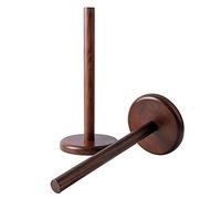 UPTALY 2 pcs Paper Towel Holders (12.2'' x 5.3''), Solid Black Walnut Wood, with Round Wooden Base, no Splicing Base, Standing Paper Towels Dispenser, Vintage Kitchen Paper Hanger Rack