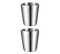 UPTALY 2 pcs Stainless Steel Cups, Unbreakable Camping Mugs, Small Espresso Cup, Double Walled Latte Mugs, Thicken Coffee Cups, Gold Tea Cup (300ml/per Silver)