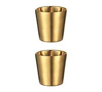 UPTALY 2 pcs Stainless Steel Cups, Unbreakable Camping Mugs, Small Espresso Cup, Double Walled Latte Mugs, Thicken Coffee Cups, Gold Tea Cup (180ml/per Gold Color)