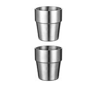 UPTALY 2 pcs Stainless Steel Cups, Unbreakable Camping Mugs, Small Espresso Cup, Double Walled Latte Mugs, Thicken Coffee Cups, Gold Tea Cup (300ml/per Silver Color)