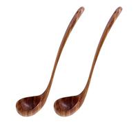 UPTALY 2 pcs Teak Wood Ladles with Long Handle (13.4 inch x 3.1 inch), Large, Handmade, for Deep Pot, Tall Vessels, Big Stockpots, Japanese Minimalist Cooking Spoon, for Serving Soup, Stew, Sauce