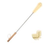 UPTALY 24 inch Extra Long Bottle Brush, Elbow Nylon Brush, with Beech Wood Handle, Bendable Washing Brush with Extended Handle, Flower Pot Cleaning Tool, Garden Brush With Stainless Steel Pole