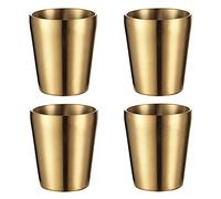 UPTALY 4pcs Stainless Steel Cups (Large Gold Type A), Unbreakable Camping Mugs (10 oz/per), Small Espresso Cup, Double Walled Latte Mugs, Shot Cups, Tumbler, Thicken Coffee Cups