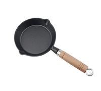 UPTALY Φ6.1 inch Mini Cast Iron Skillet, Miniature Omelette Pans, No Coating, Physical Non Stick Pan, Small Frying Pan with Wood Handle, Black Miniature Skillet, Portable Frying Pan for Camping