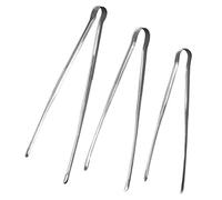 UPTALY Set of 3 Stainless Steel Slim Tongs (12'' /9.4'' /7.5''), Japanese Barbecue Tweezers, Thicken Yakiniku Tongs, Korean Grill Tong, Conveyor Sushi Tong, Kitchen Bacon Tong