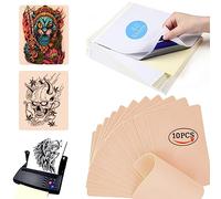 UPTATSUPPLY 10PCS Blank Tattoo Skin Practice and 40PCS Transfer Paper - 6''x8'' Double Sides Fake Tattooing Microblading for Beginners Experienced Artists(0.12CM Thick)