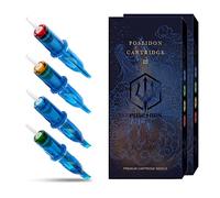 UPTATSUPPLY POSEIDON V3 Tattoo Cartridge Needles 30Pcs with Membrane Safety Cartridges Disposable for Tattoo Artists Curved/Round Magnum (1209RM)