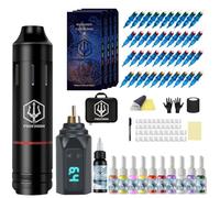 UPTATSUPPLY Poseidon Wireless Tattoo Machine Kit, Tattoo Gun Kit with Power Supply and 40 Pcs Tattoo Cartridge Needles, Complete Supplies for Beginners