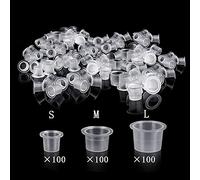 UPTATSUPPLY Tattoo Ink Cups 300Pcs Mixed Size Permanent Makeup Pigment Clear Holder Container Cap Tattoo Accessory